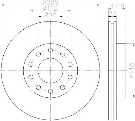 HELLA-PAGID Hátsó féktárcsa 8DD355115-451