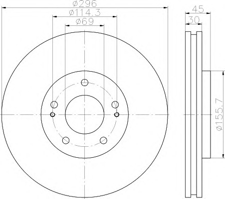 HELLA-PAGID Első féktárcsa 8DD355115-621