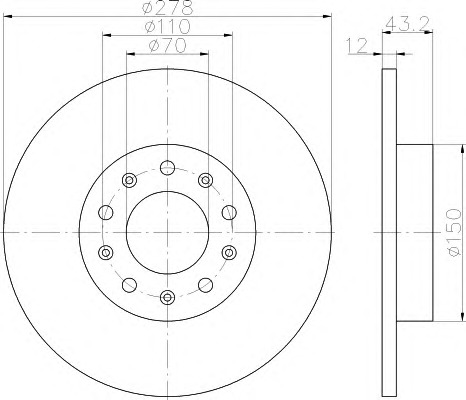 HELLA-PAGID Hátsó féktárcsa 8DD355116-681