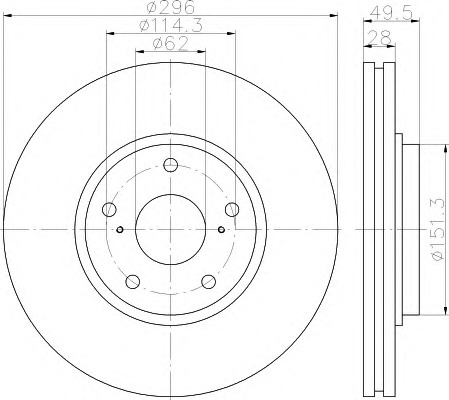 HELLA-PAGID Első féktárcsa 8DD355117-451