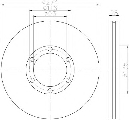 HELLA-PAGID Első féktárcsa 8DD355117-691