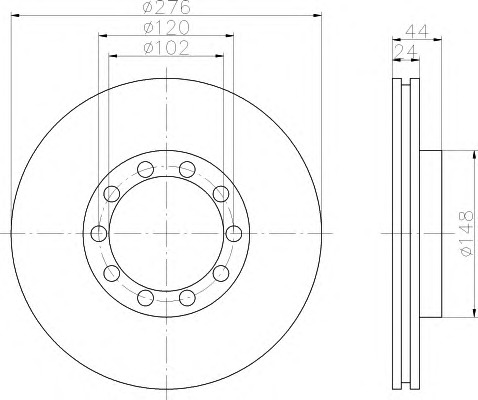 HELLA-PAGID Első féktárcsa 8DD355117-581