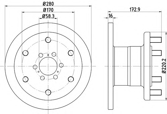 HELLA-PAGID Első féktárcsa 8DD355117-591