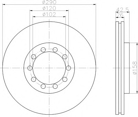 HELLA-PAGID Első féktárcsa 8DD355117-601