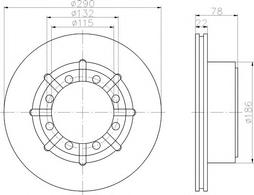 HELLA-PAGID Hátsó féktárcsa 8DD355117-611