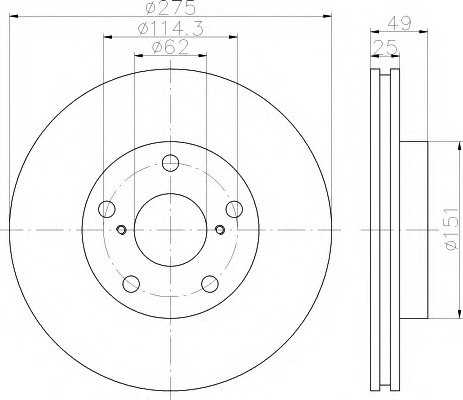 HELLA-PAGID Első féktárcsa 8DD355112-061