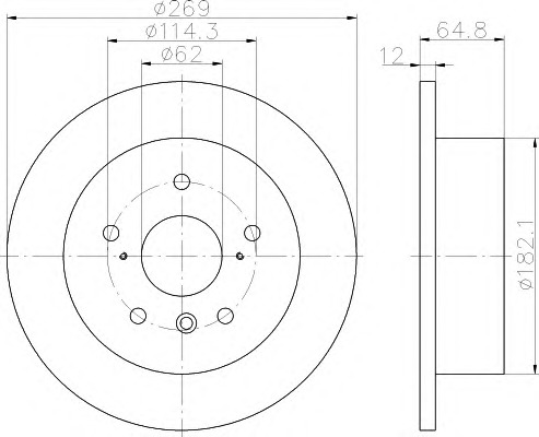 HELLA-PAGID Hátsó féktárcsa 8DD355112-071