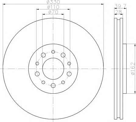 HELLA-PAGID Első féktárcsa 8DD355112-521