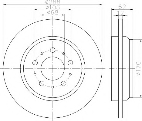 HELLA-PAGID Hátsó féktárcsa 8DD355113-021