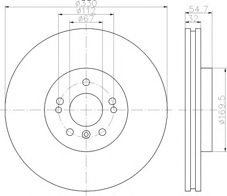 HELLA-PAGID Első féktárcsa 8DD355113-161