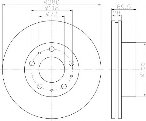 HELLA-PAGID Első féktárcsa 8DD355113-691