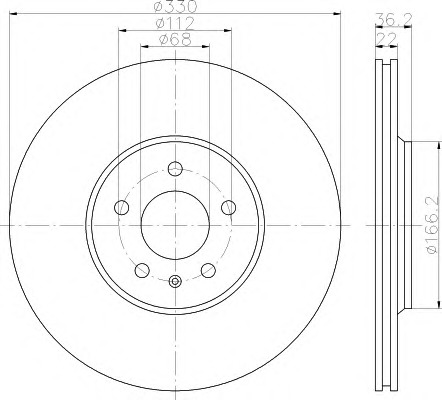 HELLA-PAGID 8DD355113-971 Hátsó féktárcsa