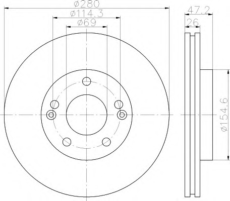 HELLA-PAGID Első féktárcsa 8DD355114-021