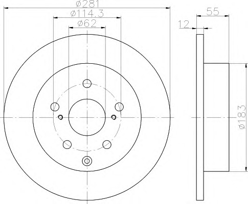 HELLA-PAGID Hátsó féktárcsa 8DD355114-071