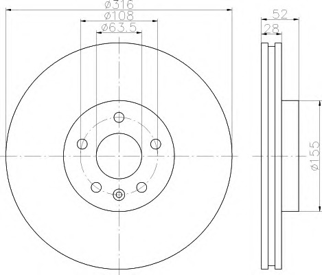 HELLA-PAGID Első féktárcsa 8DD355114-091