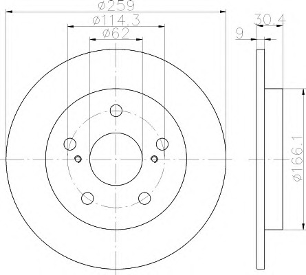 HELLA-PAGID Hátsó féktárcsa 8DD355114-301