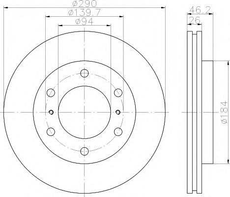 HELLA-PAGID Első féktárcsa 8DD355114-571