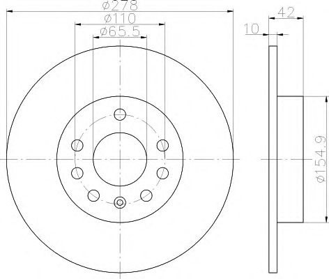 HELLA-PAGID Hátsó féktárcsa 8DD355114-621