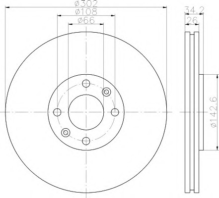 HELLA-PAGID Első féktárcsa 8DD355114-721