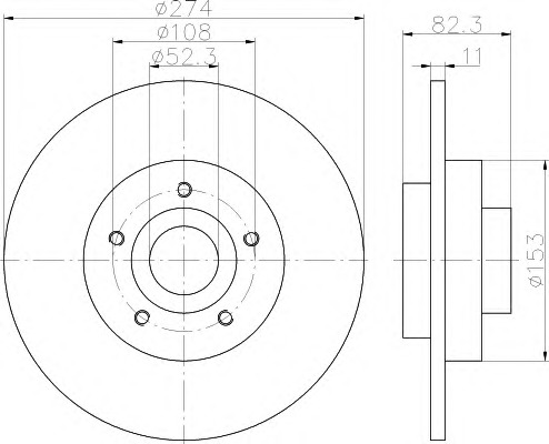 HELLA-PAGID Hátsó féktárcsa 8DD355114-971