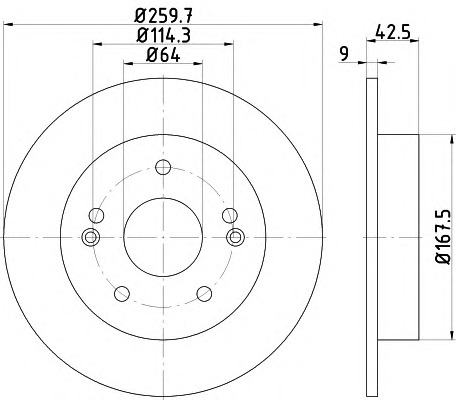 HELLA-PAGID Hátsó féktárcsa 8DD355115-021