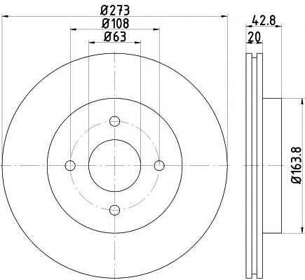 HELLA-PAGID Hátsó féktárcsa 8DD355115-051