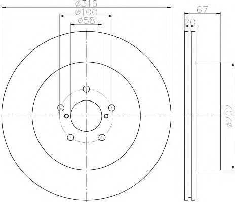 HELLA-PAGID Hátsó féktárcsa 8DD355115-131