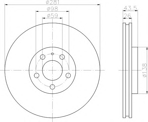 HELLA-PAGID Első féktárcsa 8DD355103-131