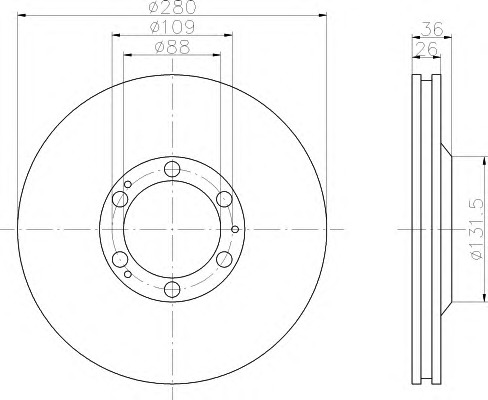 HELLA-PAGID Első féktárcsa 8DD355104-721