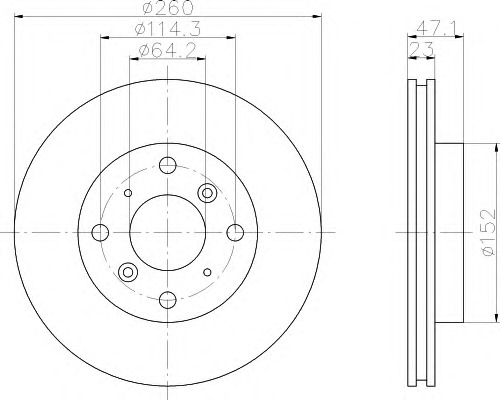 HELLA-PAGID Első féktárcsa 8DD355104-981