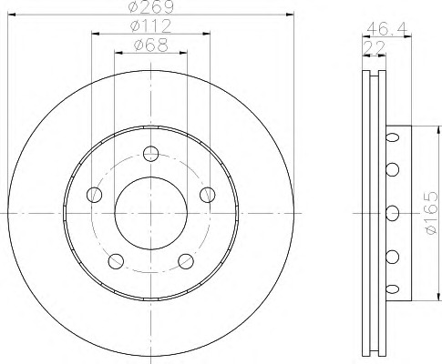 HELLA-PAGID Hátsó féktárcsa 8DD355106-711