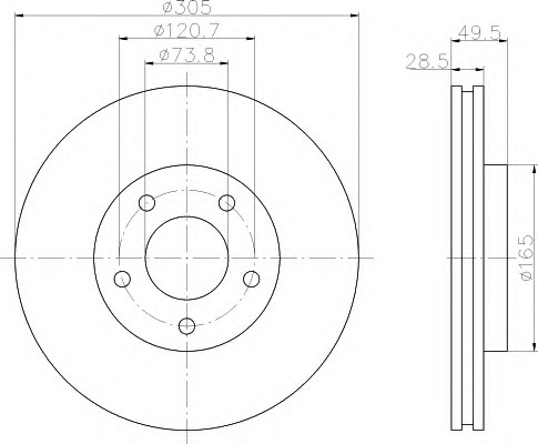 HELLA-PAGID Első féktárcsa 8DD355106-801