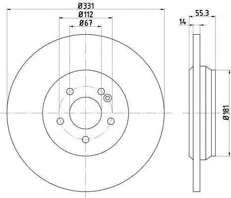 HELLA Hátsó féktárcsa 8DD355122-091