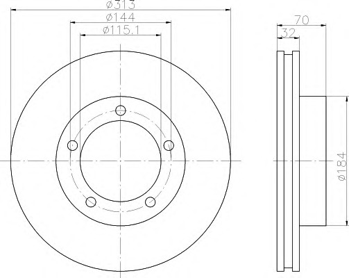 HELLA-PAGID Első féktárcsa 8DD355107-871