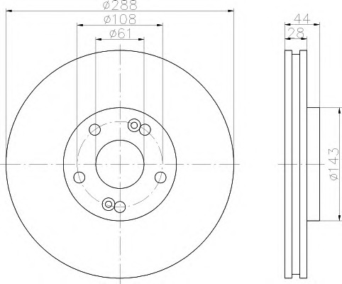 HELLA-PAGID Első féktárcsa 8DD355108-451