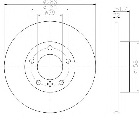 HELLA-PAGID Első féktárcsa 8DD355102-571