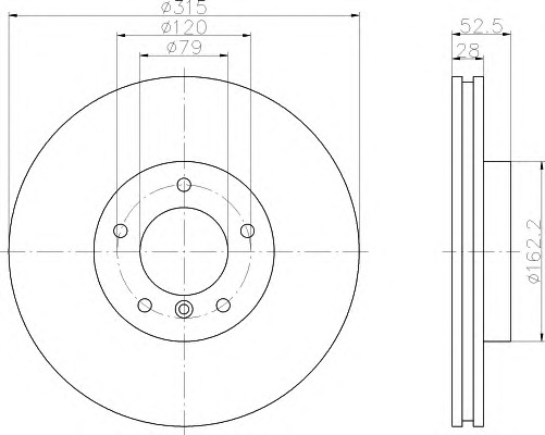 HELLA-PAGID Első féktárcsa 8DD355104-081