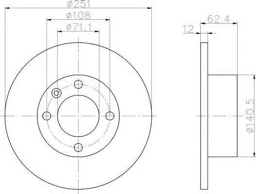 HELLA-PAGID Hátsó féktárcsa 8DD355104-831