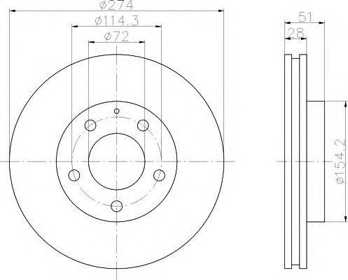 HELLA-PAGID Első féktárcsa 8DD355105-081