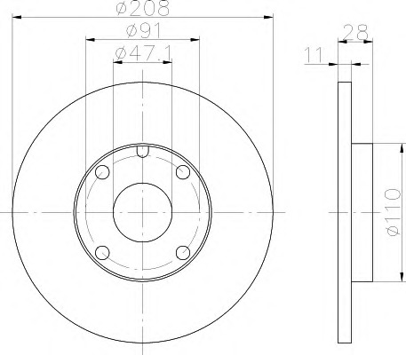 HELLA-PAGID Első féktárcsa 8DD355101-911