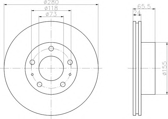 HELLA-PAGID Első féktárcsa 8DD355104-411