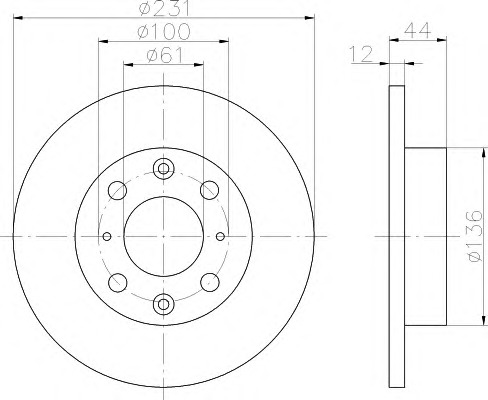 HELLA-PAGID Első féktárcsa 8DD355101-931