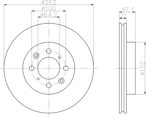 HELLA-PAGID Első féktárcsa 8DD355104-961