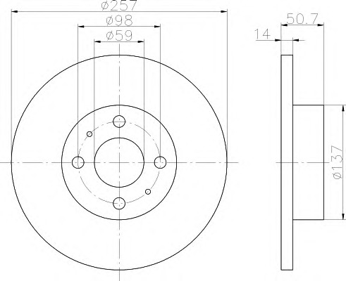 HELLA-PAGID Első féktárcsa 8DD355102-371