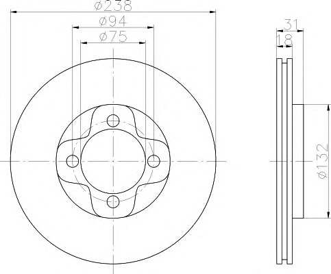 HELLA-PAGID Első féktárcsa 8DD355101-981