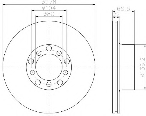 HELLA-PAGID Első féktárcsa 8DD355100-081