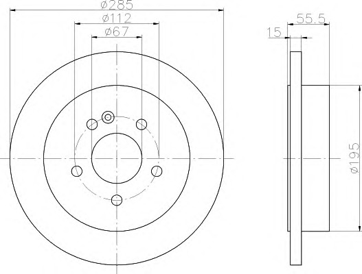 HELLA Hátsó féktárcsa 8DD355122-121