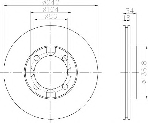 HELLA-PAGID Első féktárcsa 8DD355101-151