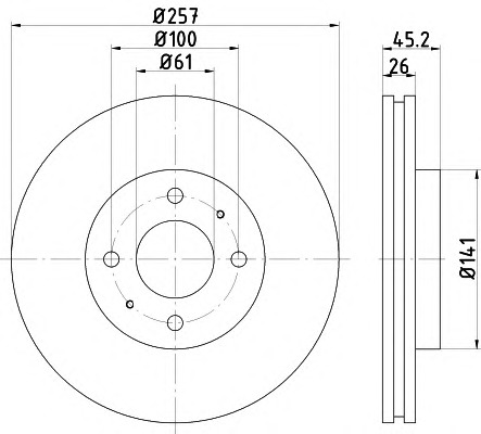 HELLA-PAGID Első féktárcsa 8DD355106-481