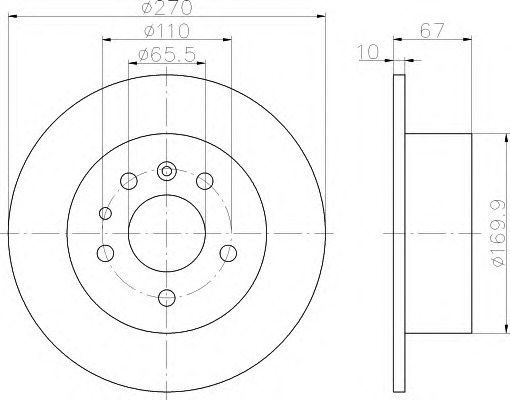 HELLA-PAGID Hátsó féktárcsa 8DD355101-431